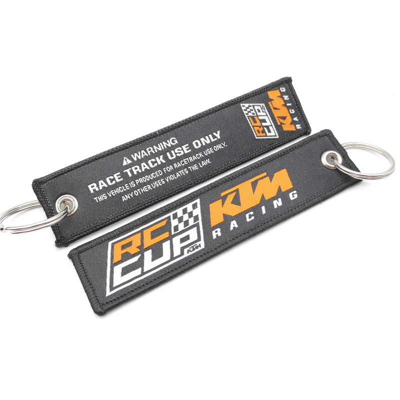 Short Cloth Strip Keyring Keychain for Motorbike with Logo Emblem Badge Netby
