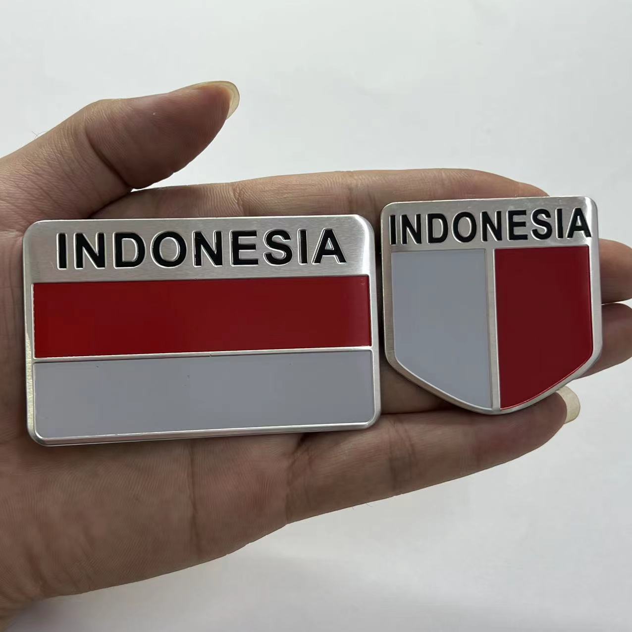 Aluminium Alloy Car Sticker with National Flag of Indonesia Netby