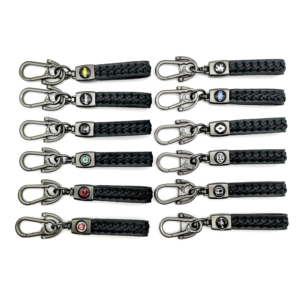 Knitting Leather Car Logo Emblem Kering Keychain Keyfob for Audi Benz BMW VW Chevrolet Toyota Volvo Netby