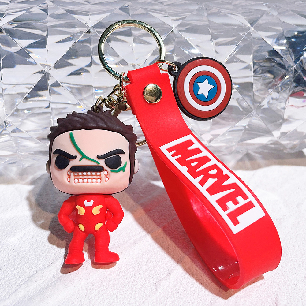 PVC Avengers Superhero Movie Keychain Keyring Captain America Hulk Thanos Spiderman Deadpool Ironman Thor Netby