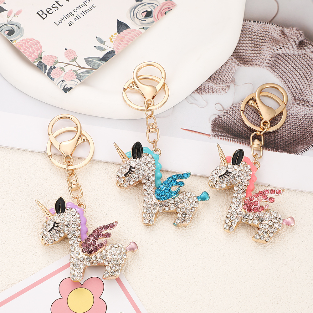 Rhinestone Unicorn Keychain Keyring Netby