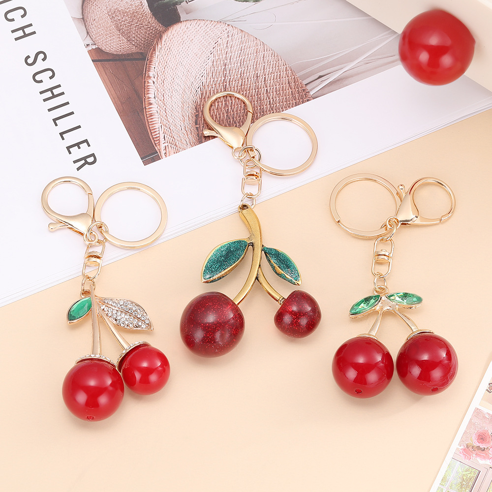 Rhinestone Cherry Keychain Keyring Netby