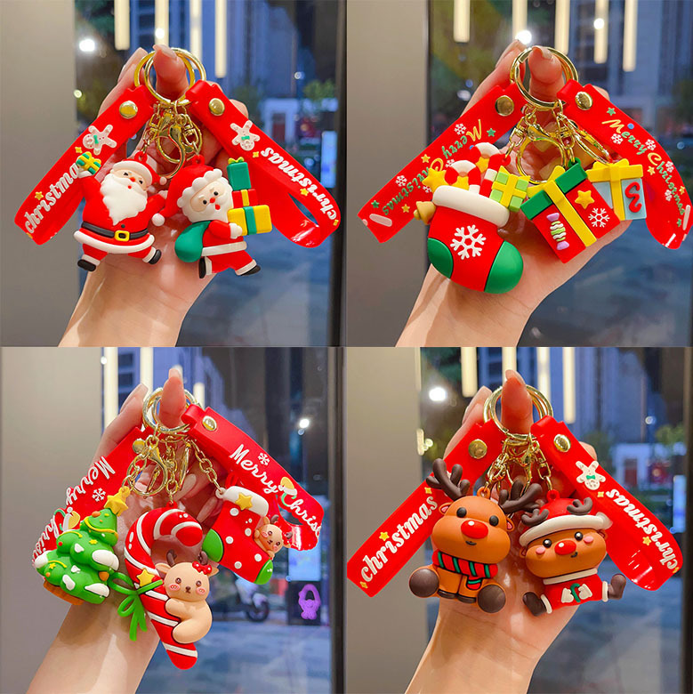 Silicon Festival Christmas Keychain Keyring Netby Santa Claus Trees Reindeer