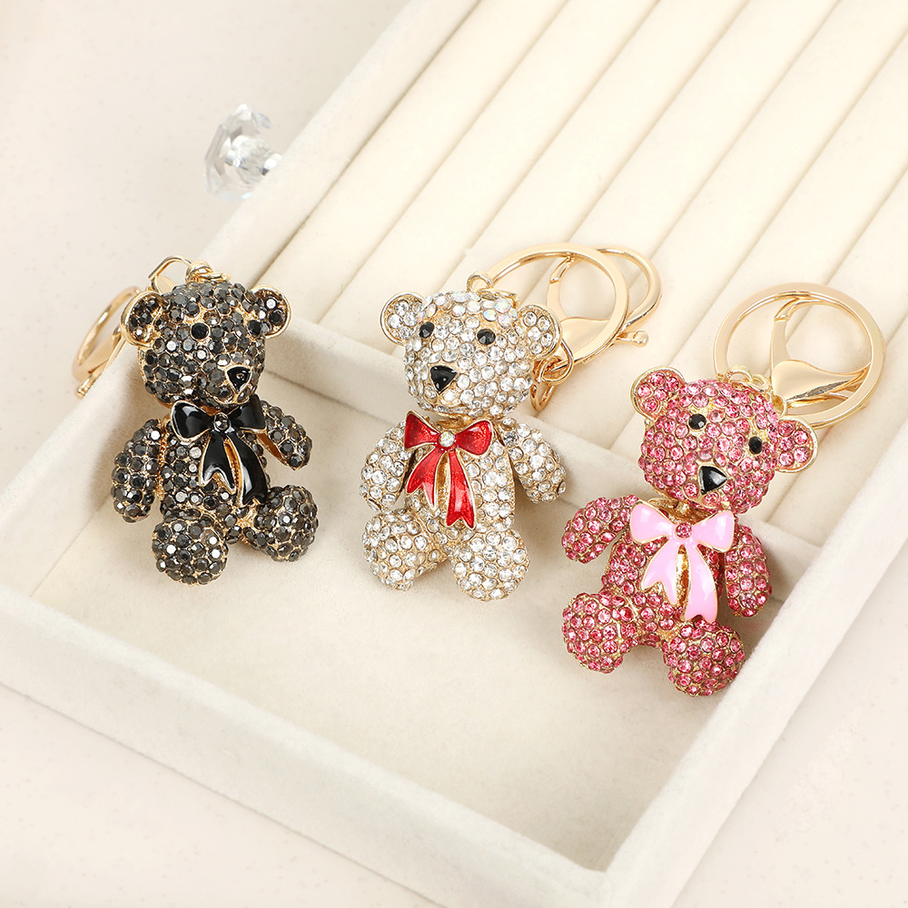 Rhinestone Bowknot Bear Keychain Keyring Netby