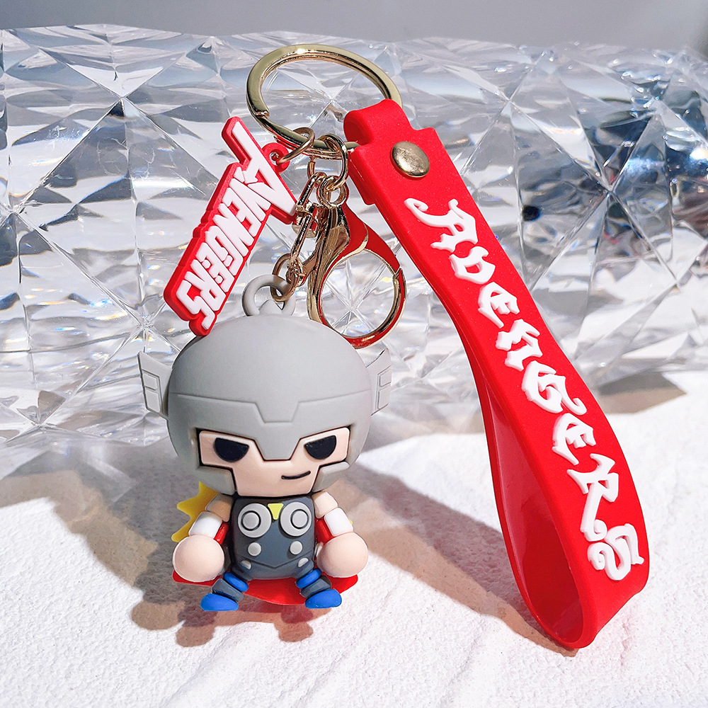 PVC Avengers Superhero Movie Keychain Keyring Captain America Hulk Thanos Spiderman Deadpool Ironman Thor Netby