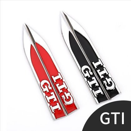 Metal Blade Shape Car Fender Side Emblem Badge for VW VOLKSWAGEN GTI RLINE R Black Red Color Netby