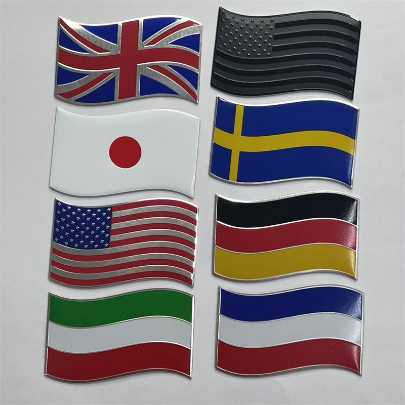 Aluminum Alloy Car Sticker with National Flag of Italy Germany France Japan UK Netby