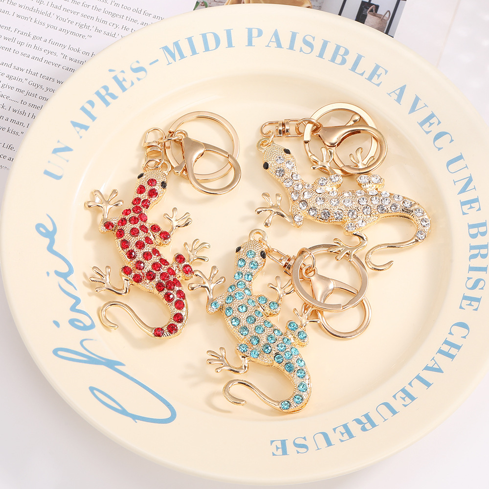 Rhinestone Gecko Keychain Keyring Netby