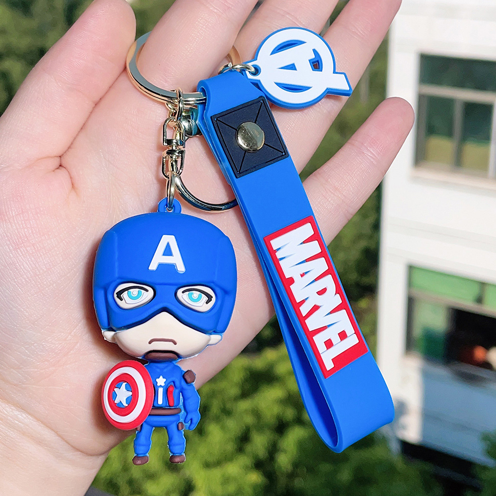PVC Avengers Superhero Movie Keychain Keyring Captain America Hulk Thanos Spiderman Deadpool Ironman Thor Netby