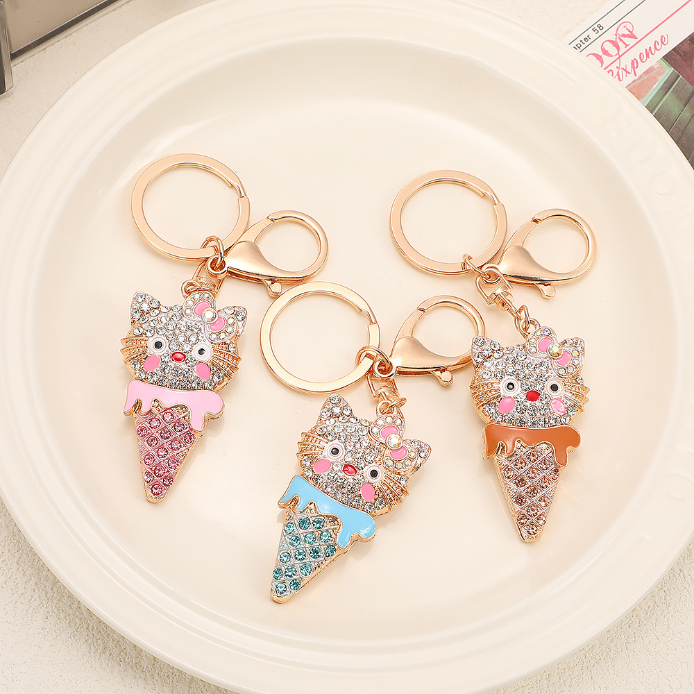 Rhinestone Icecream Cat Keychain Keyring Netby