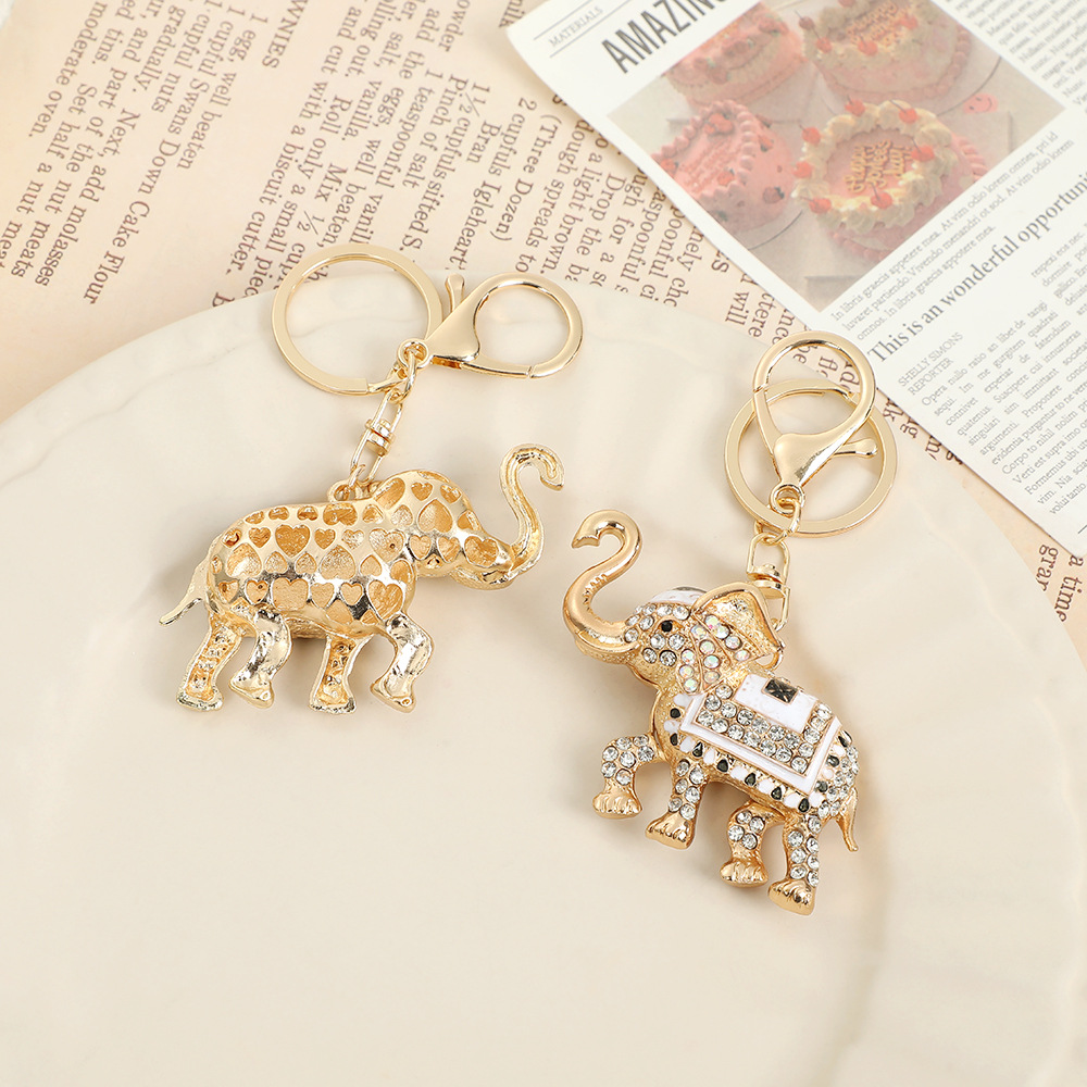 Rhinestone Elephant Keychain Keyring Netby