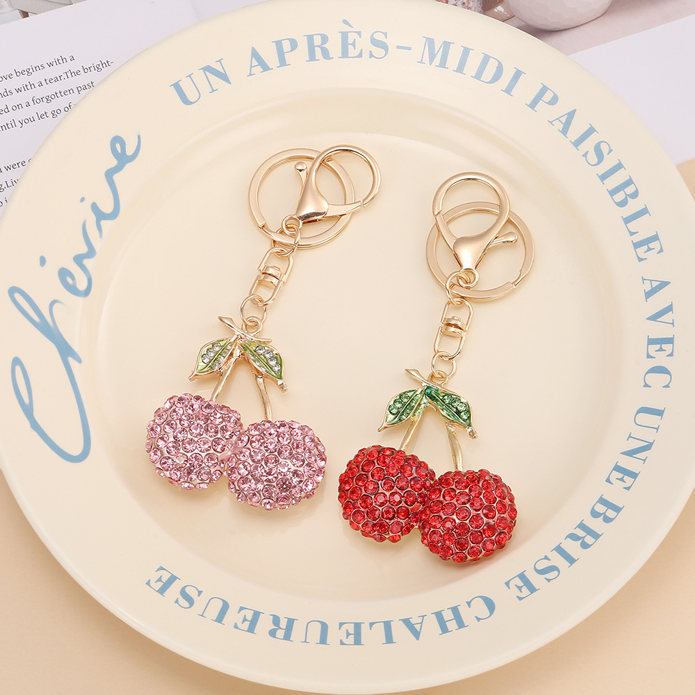 Rhinestone CHERRY Keychain Keyring Netby