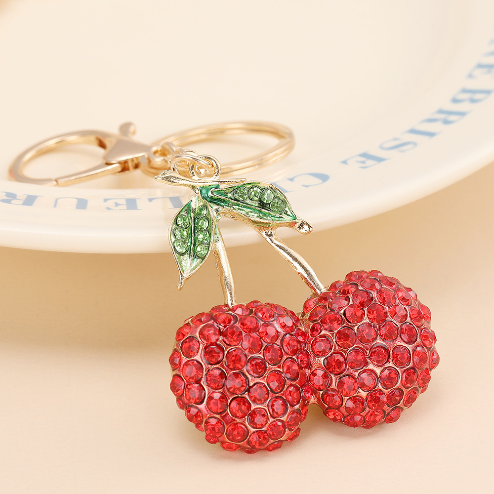 Rhinestone CHERRY Keychain Keyring Netby