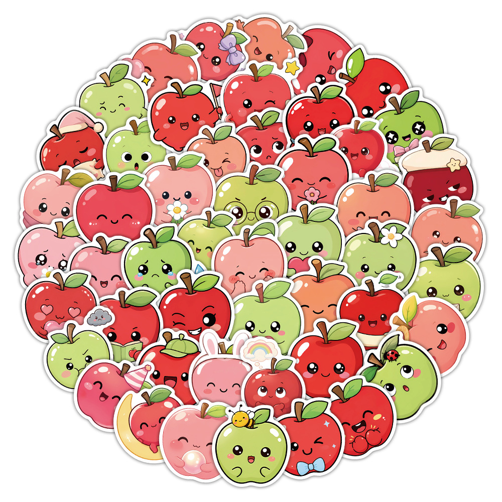 53pcs/pack Cute Apple Sticker Waterproof Netby