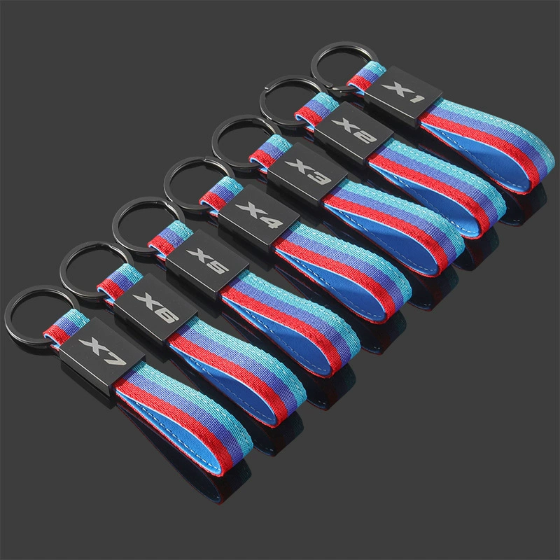 13*2.2cm Leather Belt Car Logo Keyring Keychain for BMW X1 X2 X3 X5 X6 X7 Netby