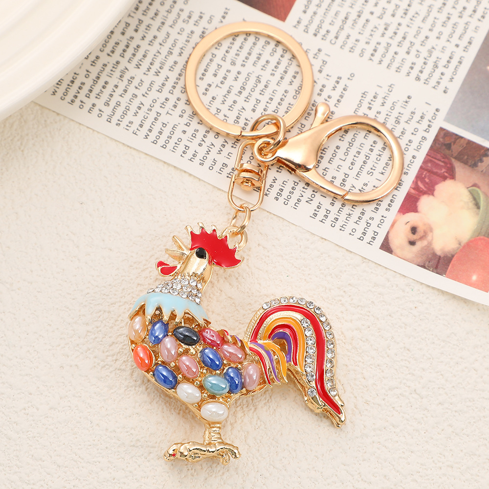 Rhinestone Rooster Keychain Keyring Netby