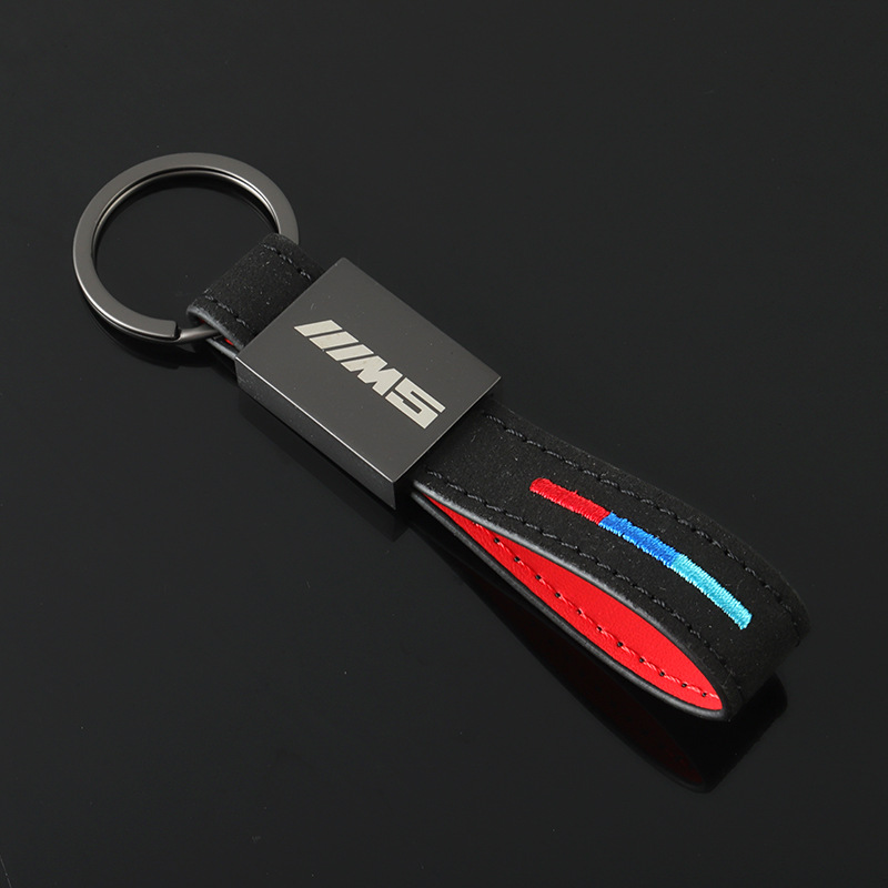 Alcantara Leather Carbon Fiber Car Logo Keychain Keyring Keyfob for BMW M3 M5 Netby