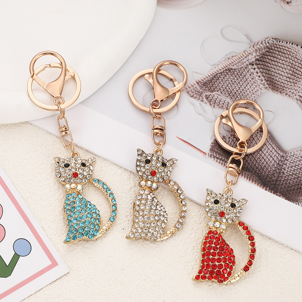 Rhinestone Cat Keychain Keyring Netby
