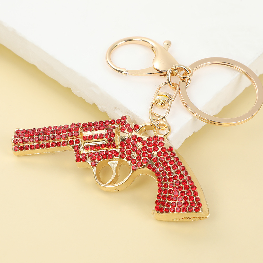 Rhinestone Pistol Gun Keychain Keyring Netby
