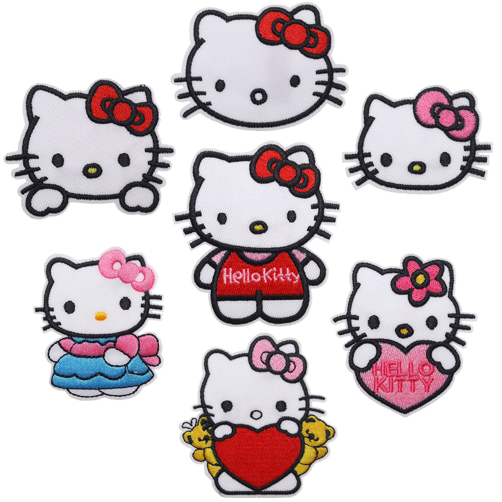 Embroidery Hello Kitty Cute Cat Fabric Sticker Patch Netby