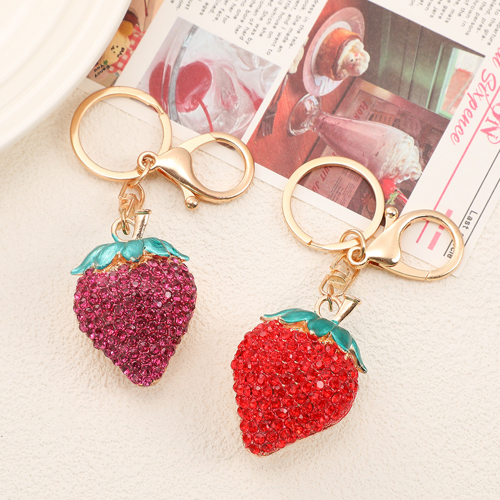 Rhinestone Strawberry Keychain Keyring Netby