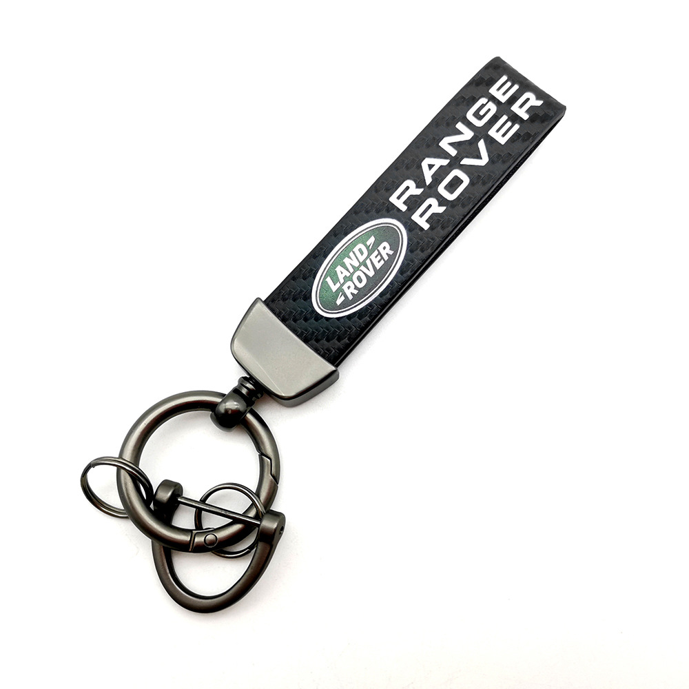 Car logo keychain carbon fiber leather car with anti-loss key rope high-grade accessories pendant foreign trade sales