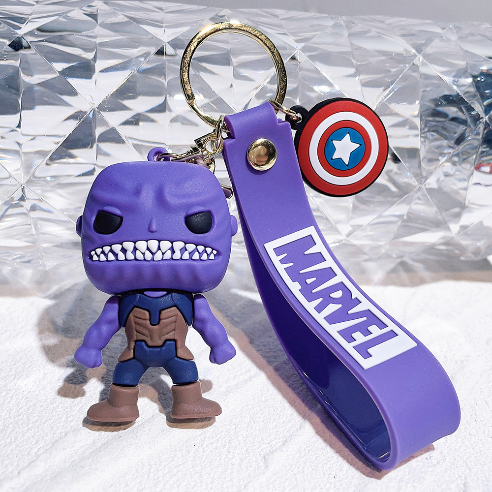 PVC Avengers Superhero Movie Keychain Keyring Captain America Hulk Thanos Spiderman Deadpool Ironman Thor Netby