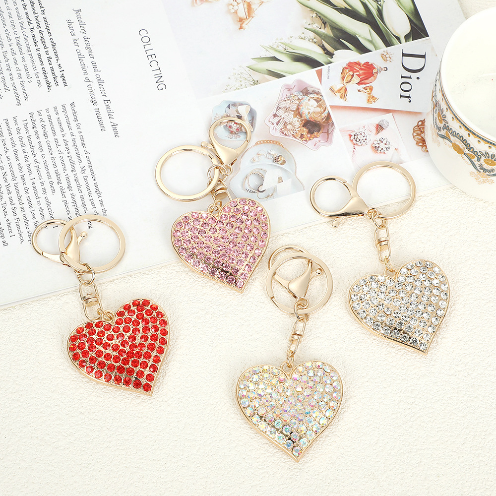 Rhinestone Love Heart Keychain Keyring Netby