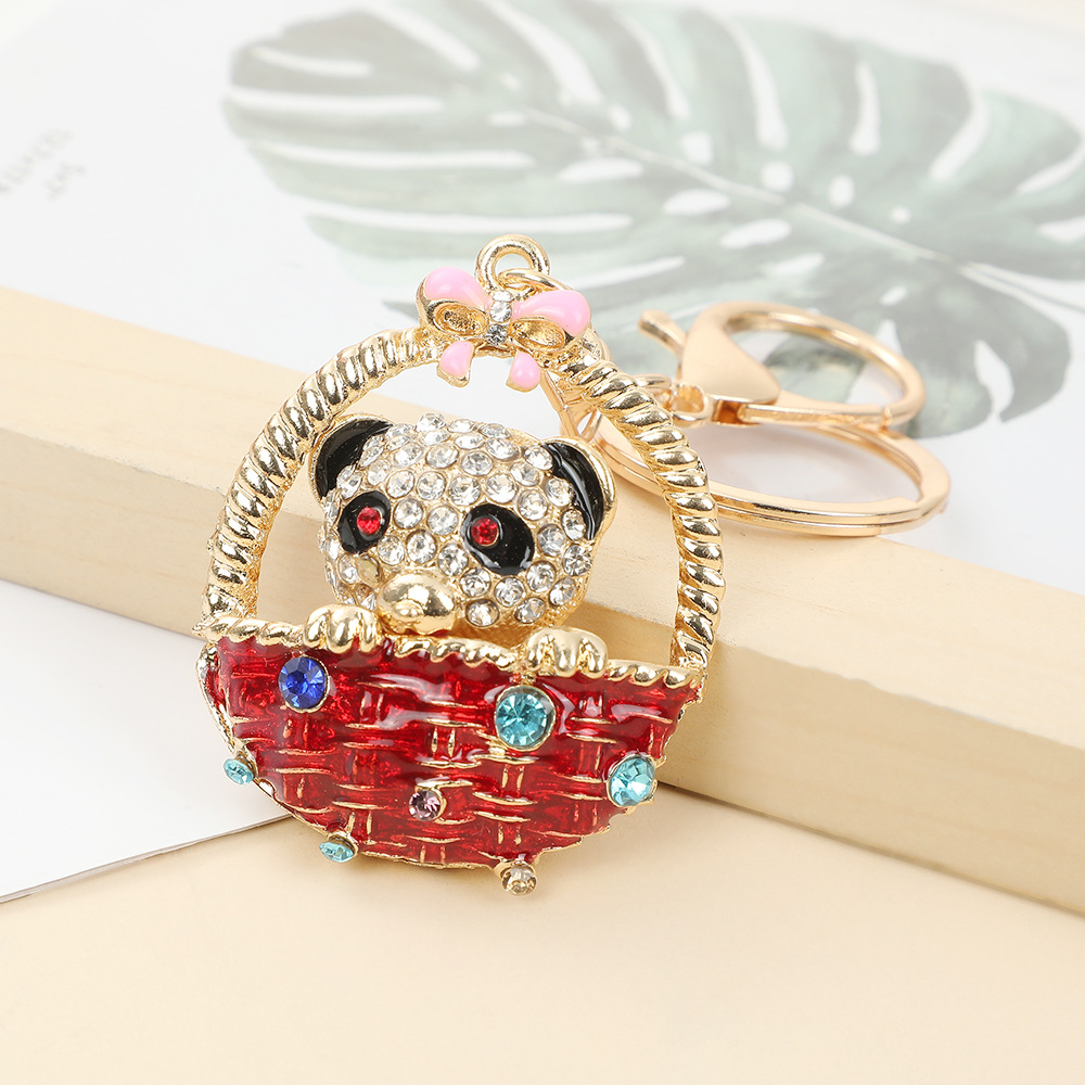 Rhinestone Basket Bear Keychain Keyring Netby