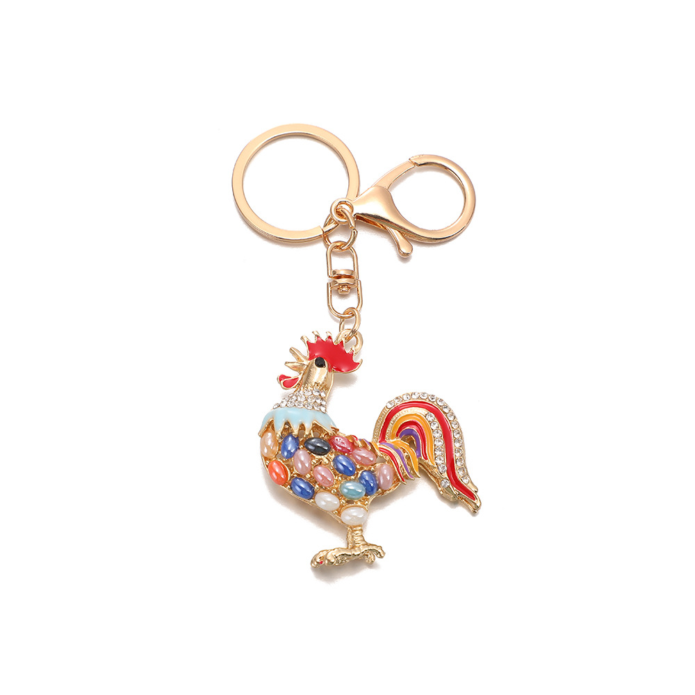 Rhinestone Rooster Keychain Keyring Netby