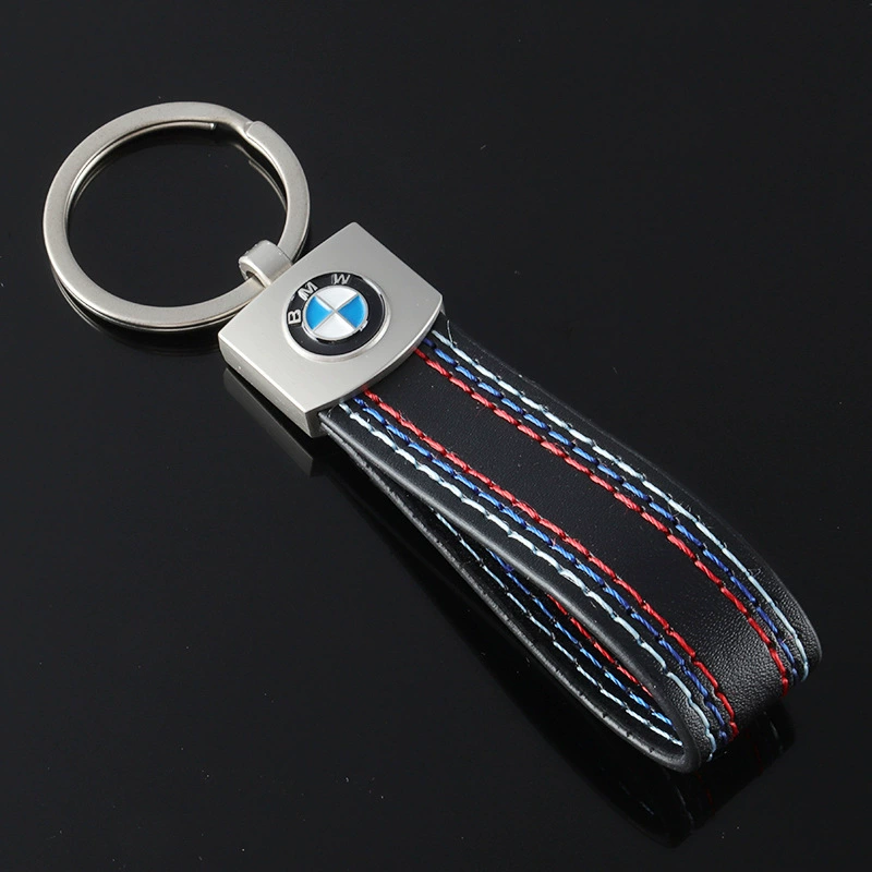 Carbon Fiber Print PU Leather Car Logo Keychain Keyring for Mercedes Benz BMW Audi Netby