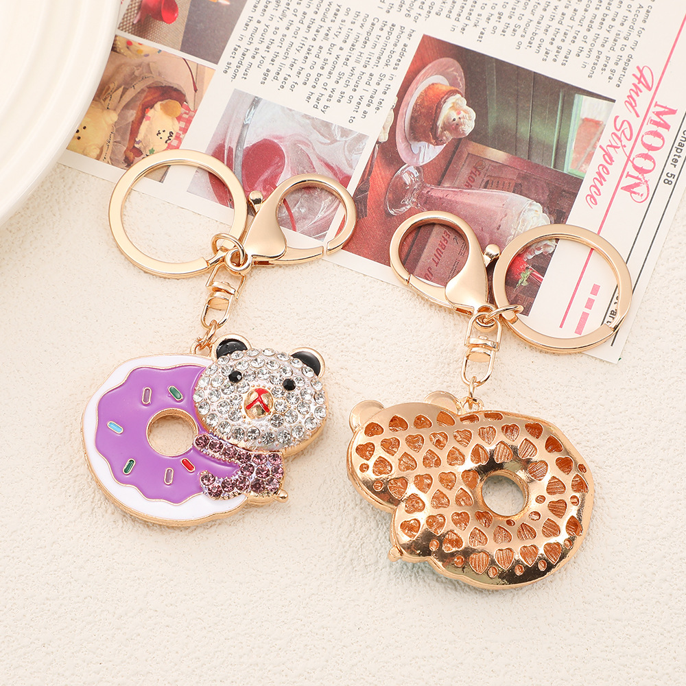 Rhinestone Donut Bear Keychain Keyring Netby