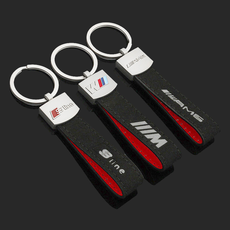 Leather Belt Car Logo Keychain Keyring Keyfob for BMW M Benz AMG Audi Sline Netby