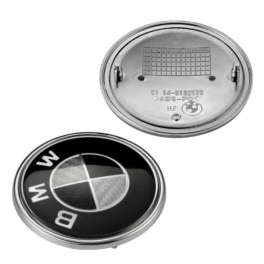 BMW Black White Color Carbon Fiber Style Car Front Rear Wheel Emblem Badge Netby