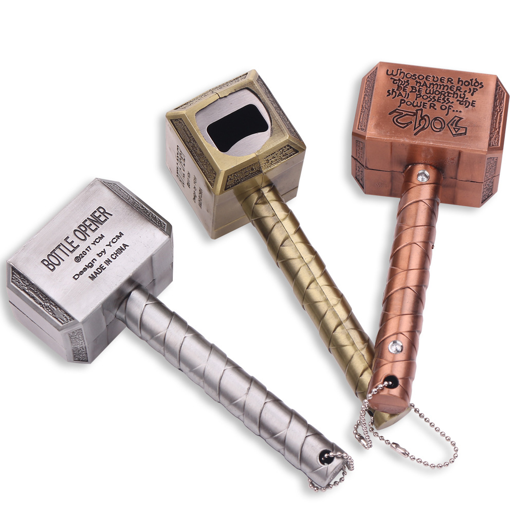 Metal Marvel Movie Avengers Thor's Hammer Bottle Opener Keychain Keyring Netby