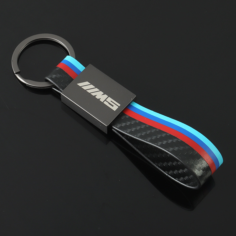Alcantara Leather Carbon Fiber Car Logo Keychain Keyring Keyfob for BMW M3 M5 Netby