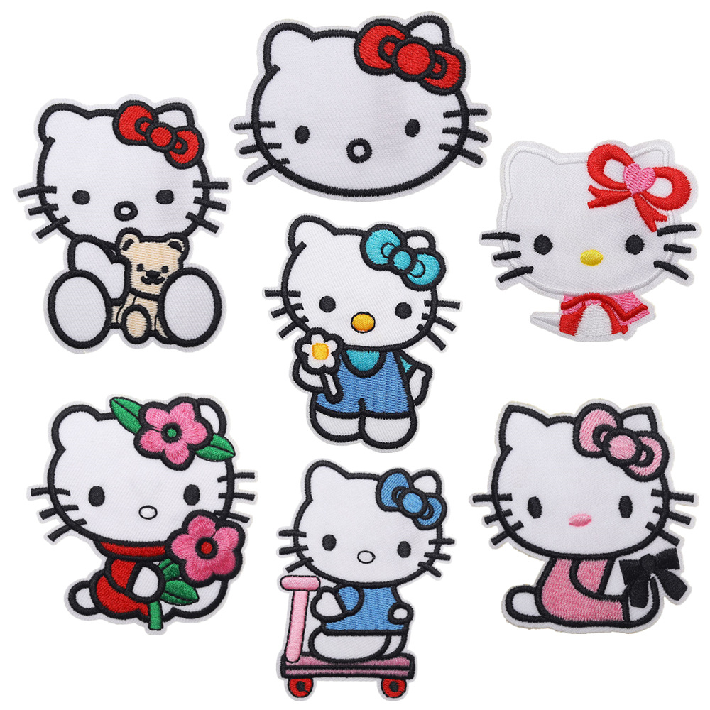 Embroidery Hello Kitty Cute Cat Fabric Sticker Patch Netby