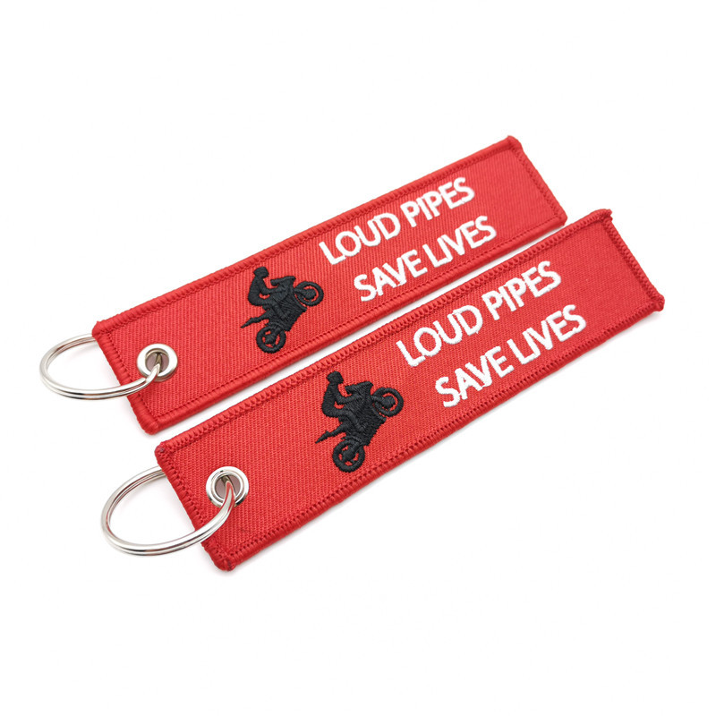 Short Cloth Strip Keyring Keychain for Motorbike with Logo Emblem Badge Netby