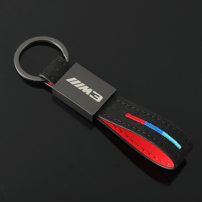 Alcantara Leather Carbon Fiber Car Logo Keychain Keyring Keyfob for BMW M3 M5 Netby