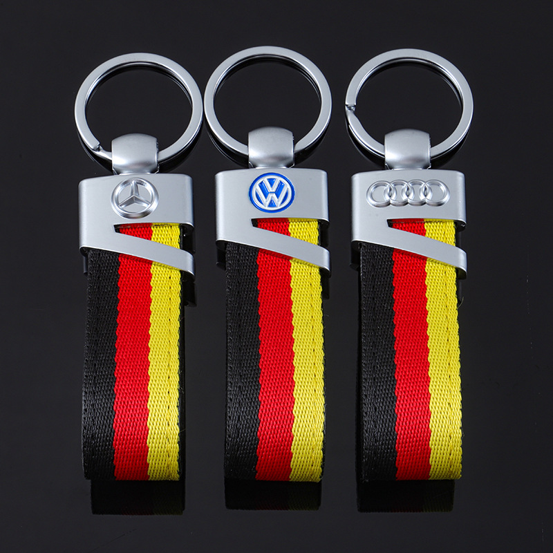 3 Strip Germany National Flag Car Logo Keychain Keyring Keyfob for Audi Benz Volkswagen VW Netby