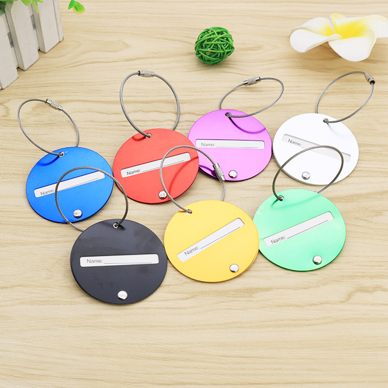 Wholesale 100 Pieces Aluminum Alloy Aircraft Boarding Passes Anti Lost Travel Backpack Luggage Tag With Key Rope Keychain Keyring Netby