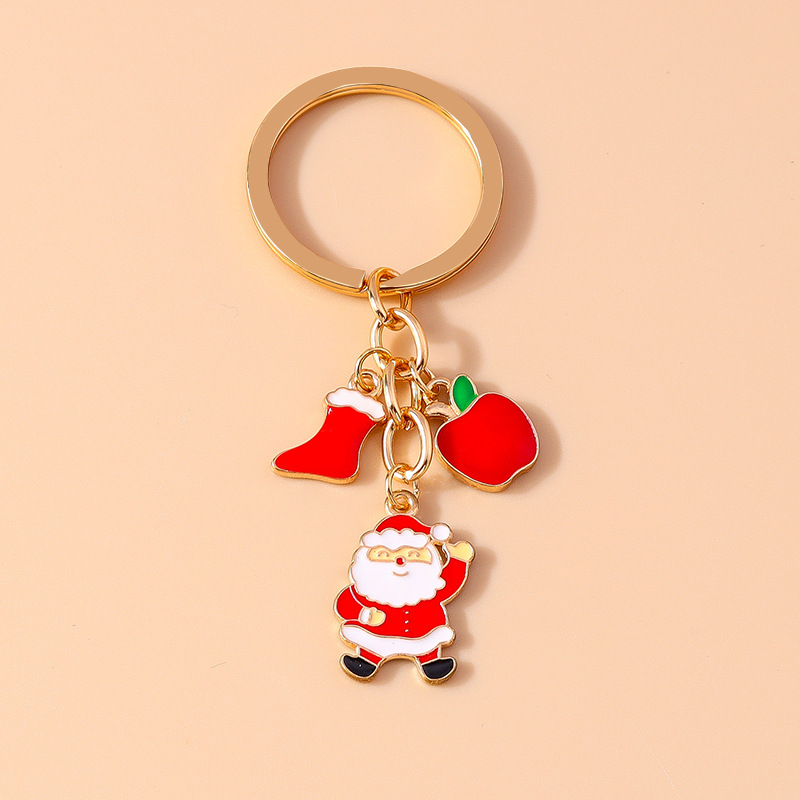 Festival Santa Clasu Tree Gift Box Christmas Keychain Keyring Netby