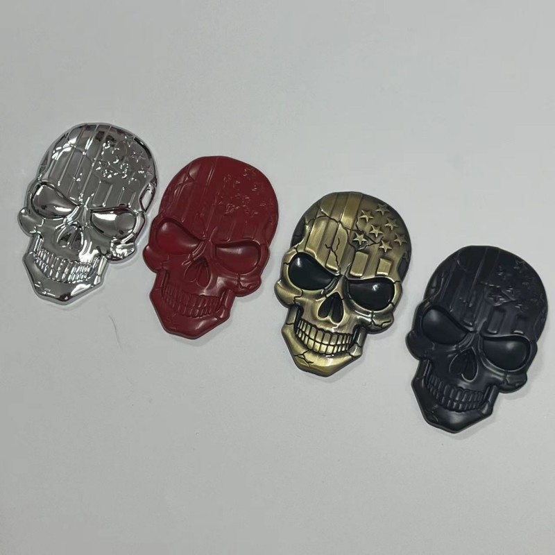 Metal Skull Car Sticker American National Flag Netby