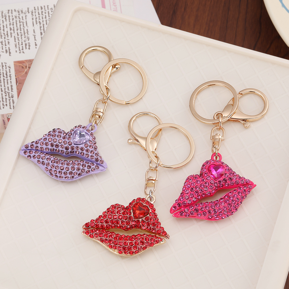 Rhinestone Hot Lips Keychain Keyring Netby