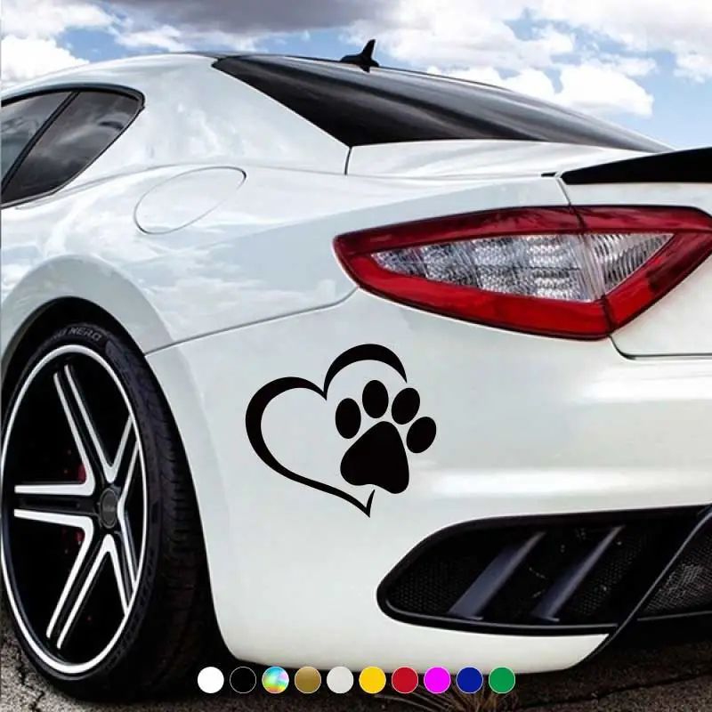 Reflective Heart Shape Paw Car Sticker Netby
