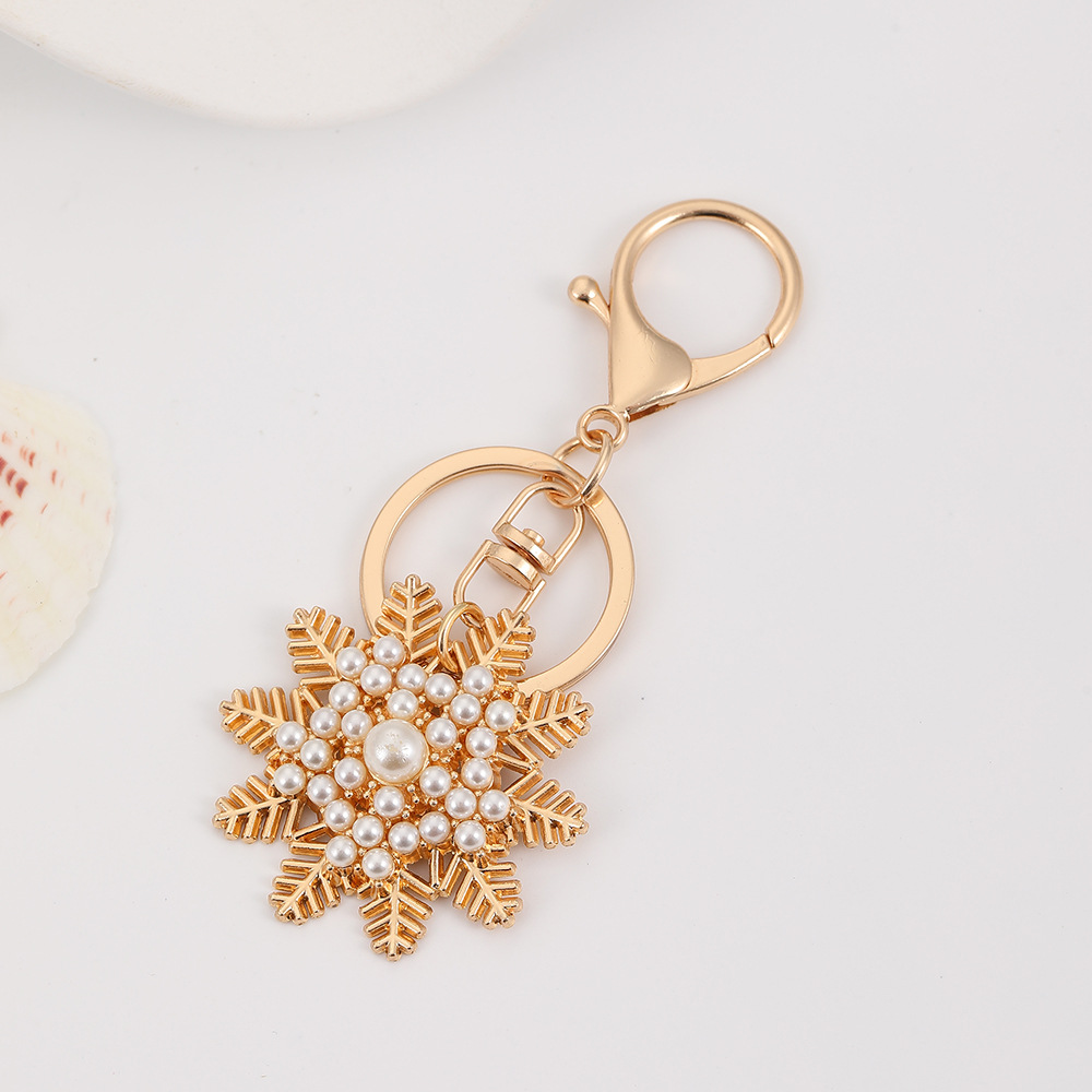 Rhinestone Christmas Snowflake Keychain Keyring Netby