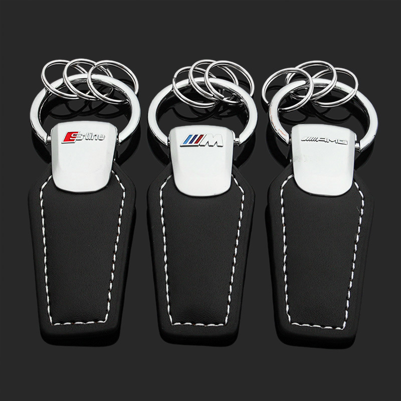 Pull Ring Car Logo Keychain Keyring Keyfob for Audi Sline Benz AMG BMW M Volkswagen VW R RLINE Netby