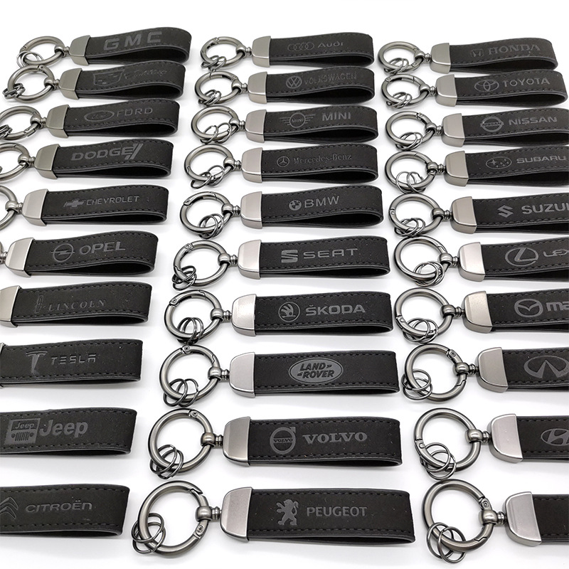 Alcantara Leather Car Logo Emblem Keychain Keyring Keyfob Netby