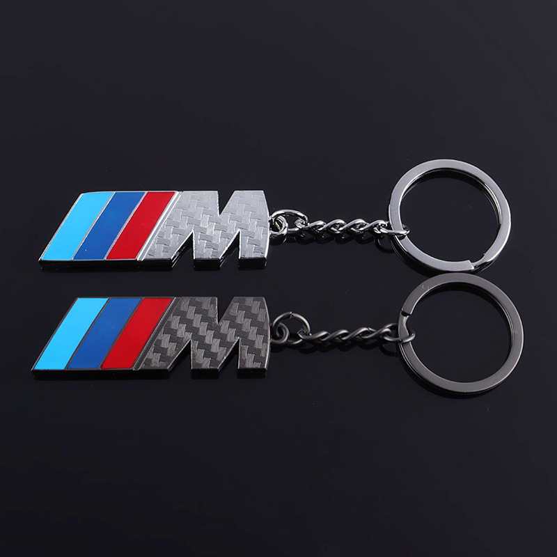Metal Carbon Fiber Print Car Logo Keychain Keyring Keyfob for BMW M Power Motorsport Netby