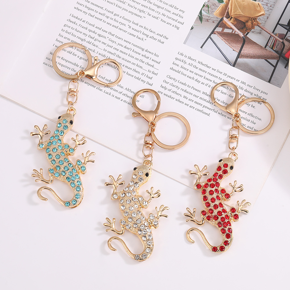 Rhinestone Gecko Keychain Keyring Netby